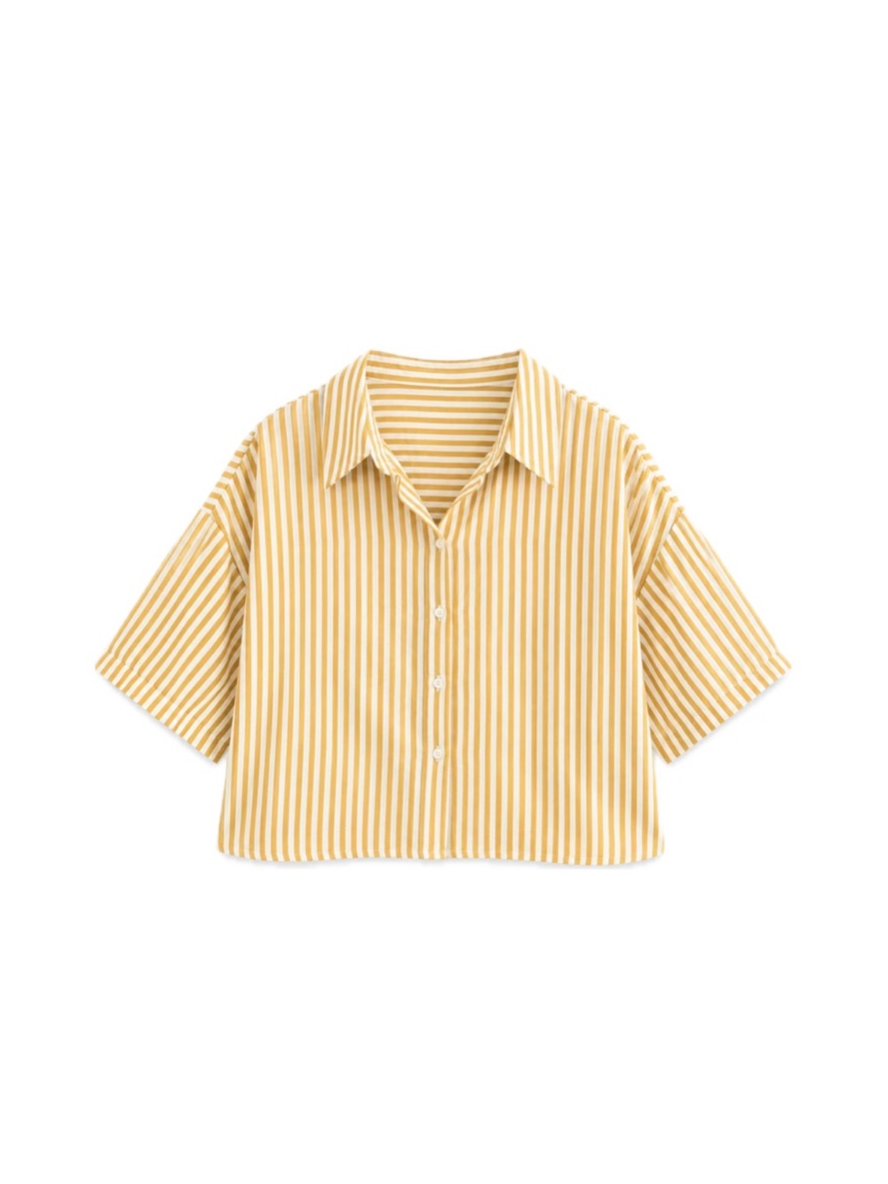 Shein Striped Button-Up Crop Shirt in Orange
